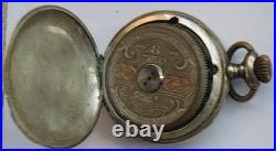 Hebdomas 8 Days Pocket Watch silver hunter case 50 mm. In diameter