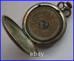 Hebdomas 8 Days Pocket Watch silver hunter case 50 mm. In diameter