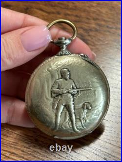 Hebdomas Open Face Pocket Watch Case Hunting Scene