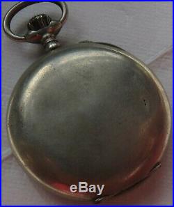 Hebdomas Pocket Watch open nickel chromiun case 50,5 mm. In diameter