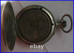 Hebdomas Pocket Watch open nickel chromiun case 50,5 mm. In diameter