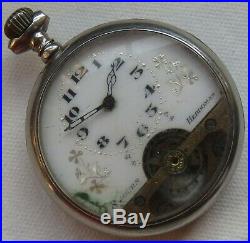Hebdomas Pocket watch open face nickel chromiun case 50 mm. In diameter