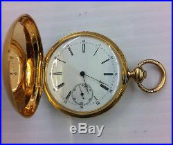 Henry Hoffmann Locle Key Wind Hunter Case Pocket Watch 18K GOLD