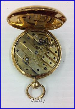 Henry Hoffmann Locle Key Wind Hunter Case Pocket Watch 18K GOLD