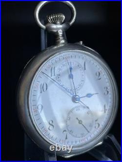 Hi grade Suburban Watch Co 15j 30 Minute Chronograph. 935 Argentum Silver Case