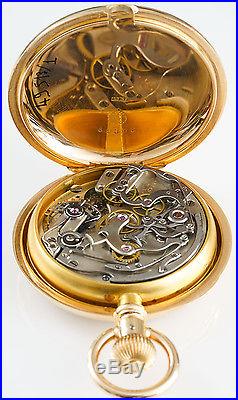 High Grade 18k Solid Gold Cased Swiss Chronograph Pocket Watch Unusual Case