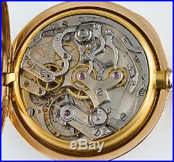 High Grade 18k Solid Gold Cased Swiss Chronograph Pocket Watch Unusual Case