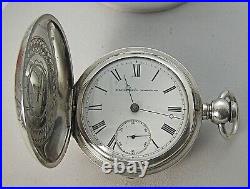 Huge Coin Silver 58.5mm 1878 18's 177g Elgin Hunting Case Key Wind Pocket Watch