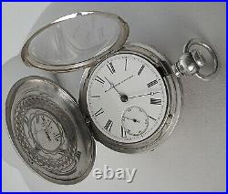 Huge Coin Silver 58.5mm 1878 18's 177g Elgin Hunting Case Key Wind Pocket Watch