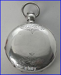 Huge Coin Silver 58.5mm 1878 18's 177g Elgin Hunting Case Key Wind Pocket Watch