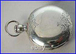 Huge Coin Silver 58.5mm 1878 18's 177g Elgin Hunting Case Key Wind Pocket Watch