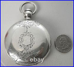 Huge Coin Silver 58.5mm 1878 18's 177g Elgin Hunting Case Key Wind Pocket Watch