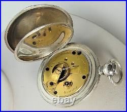 Huge Coin Silver 58.5mm 1878 18's 177g Elgin Hunting Case Key Wind Pocket Watch