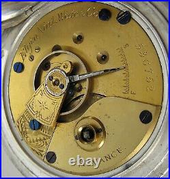 Huge Coin Silver 58.5mm 1878 18's 177g Elgin Hunting Case Key Wind Pocket Watch