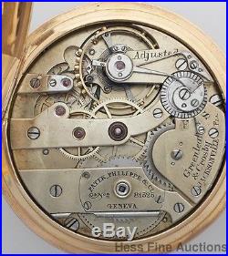 Huge High Grade Patek Philippe 18k Gold Original Case Mens Antique Pocket Watch