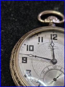 ILLINOIS 21 JEWEL POCKET WATCH STERLING Model 45 MM GF CASE