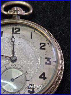 ILLINOIS 21 JEWEL POCKET WATCH STERLING Model 45 MM GF CASE