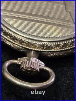 ILLINOIS 21 JEWEL POCKET WATCH STERLING Model 45 MM GF CASE