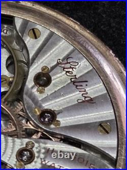 ILLINOIS 21 JEWEL POCKET WATCH STERLING Model 45 MM GF CASE