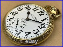 ILLINOIS 60 Hour 23 Jewel Bunn Special 14K gold Filled case Pocket Watch RARE