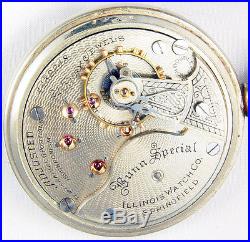 Illinois Bunn Special 21 Jewel 18 Size Display Case Railroad Pocket Watch