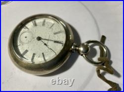 ILLINOIS KW KS POCKET WATCH 11J Hinged coin silver case TICKS