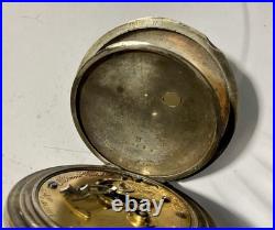 ILLINOIS KW KS POCKET WATCH 11J Hinged coin silver case TICKS