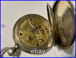 ILLINOIS KW KS POCKET WATCH 11J Hinged coin silver case TICKS