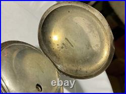 ILLINOIS KW KS POCKET WATCH 11J Hinged coin silver case TICKS