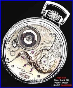 ILLINOIS Sangamo Display Back Main Liner Case 21 Jewels Pocket Watch Working