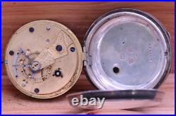 IMPROVED PATENT ENGLISH LEVER SILVER CASE POCKET WATCH 56mm FOR REPAIR (HD)