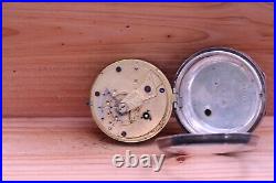 IMPROVED PATENT ENGLISH LEVER SILVER CASE POCKET WATCH 56mm FOR REPAIR (HD)
