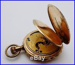 INCREDIBLE Antique Elgin 14k Yellow Gold / Diamond Pocket Watch HUNTER CASE