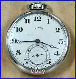 Illinois 12s pocket watch runs great + display case 1923 lot d244