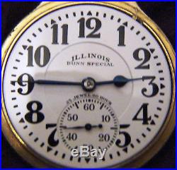 Illinois 16s Bunn Special 163 60hr. Pocket Watch #5334091 Bunn Spc. Dial & Case