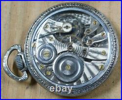 Illinois 16s pocket watch runs great + display case 1923 lot d291