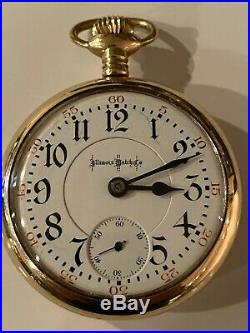 Illinois 18 size 24 jewel, Bunn Special open face pocket watch, 20yr case