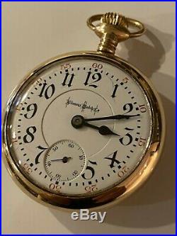 Illinois 18 size 24 jewel, Bunn Special open face pocket watch, 20yr case