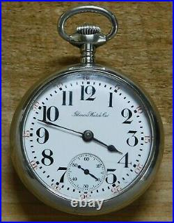 Illinois 18s pocket watch runs great + display case 1916 lot d241