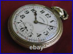 Illinois 60-Hour Bunn Special 21j 16s Montgomery Dial Pocket Watch, 14k WGF Case