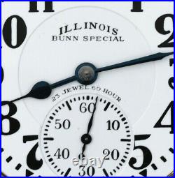 Illinois Bunn Special 163 23J Railroad Pocket Watch With Model 29 Case RUNS