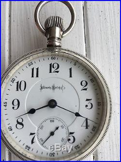 Illinois Bunn Special, 21 Jewels, 18 Size, Pocket Watch in Sterling Silver Case