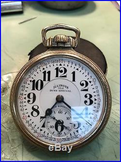 Illinois Bunn Special RAILROAD case Flying J dial 16s, 23J, 60 Hour PERFECT