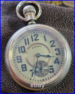 Illinois Burlington 21 Jewel Railroad Pocket Watch Sterling Elk Case L@@k