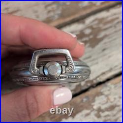 Illinois Men's Open Face Pocket Watch Silver Case White Dial Train Caseback