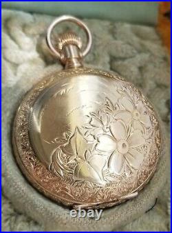 Illinois Pocket Watch 1891-2 with Hunting Case, RARE Case Paper, Orig Box RUNS