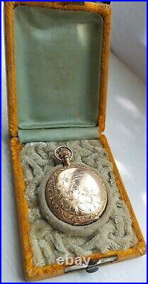 Illinois Pocket Watch 1891-2 with Hunting Case, RARE Case Paper, Orig Box RUNS