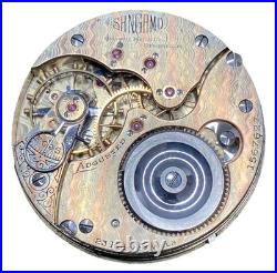Illinois Sangamo Pocket Watch Movement 2 Tone Wavy Ribbon 16s 23j OF Railroad