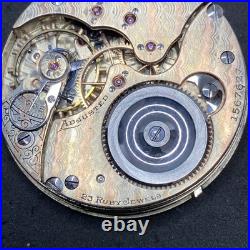 Illinois Sangamo Pocket Watch Movement 2 Tone Wavy Ribbon 16s 23j OF Railroad