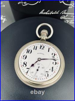 Illinois Stewart Special 16s Pocket Watch 19 J in a Swing Out Display Back Case